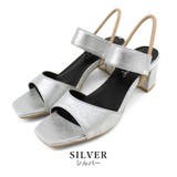 silver | 日本製 スクエアトゥ ゴムストラップ サンダル | SHOE FANTASY
