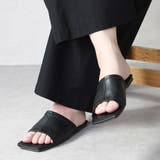 ブラック | スクエアトゥ サンダル ローヒール | shop kilakila