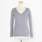 グレー | 春新作 Ｖネックベーシックリブニットトップス ma | ShopNikoNiko