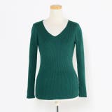 グリーン | 春新作 Ｖネックベーシックリブニットトップス ma | ShopNikoNiko