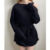 ブラック | 冬新作 ワンショルドッキングチュニック トップス | ShopNikoNiko