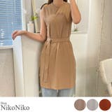 秋新作 ベルト付き細リブスリットチュニック シンプル | ShopNikoNiko | 詳細画像1