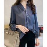 ブルー | 春新作 ノーカラーシャツ ma | ShopNikoNiko