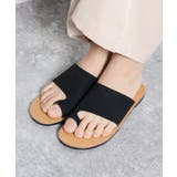 ブラック | 春新作 トウリングフラットサンダル シンプル | ShopNikoNiko