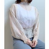 ベージュ | 春新作 シフォンウエストギャザーブラウス シンプル | ShopNikoNiko