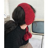ブラック | 耳あて ポンポン イヤーマフラー | ShopNikoNiko