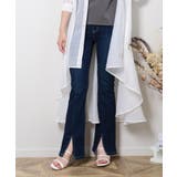 ネイビー | 冬新作 スリットフレアデニム パンツ | ShopNikoNiko