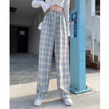 ブルー | 冬新作 ギンガムチェック ワイドパンツ | ShopNikoNiko