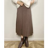 ダークブラウン | 夏新作 フェイクスエード ロングプリーツスカート | ShopNikoNiko
