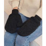 ブラック | 冬新作 ミトン編み 紐付き | ShopNikoNiko