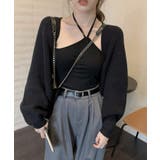 ブラック | 春新作 クロップド丈 ニットボレロカーディガン | ShopNikoNiko
