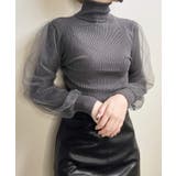 グレー | 冬新作 袖チュール タートルネック | ShopNikoNiko
