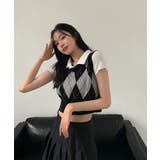夏新作 アーガイルチェック柄 ニットベスト | ShopNikoNiko | 詳細画像7 