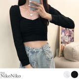 春新作 クロップド丈 シャーリングトップス | ShopNikoNiko | 詳細画像1