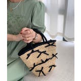 ブラック | 春新作 リボン付き かごバッグ | ShopNikoNiko