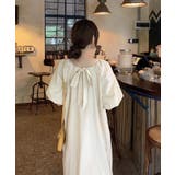 ホワイト | 冬新作 バックリボン パフスリーブワンピース | ShopNikoNiko