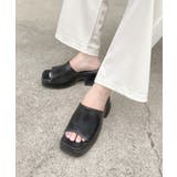 ブラック | 冬新作 バルキーヒール 厚底サンダル | ShopNikoNiko