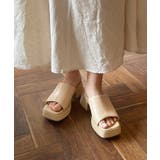 ベージュ | 冬新作 バルキーヒール 厚底サンダル | ShopNikoNiko