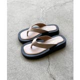 ベージュ | 春新作 フェイクレザー スクエアトングサンダル | ShopNikoNiko