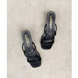 ブラック | 春新作 細ストラップ ミュールサンダル | ShopNikoNiko