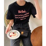 ブラック | 春新作 Bebeロゴ刺繍 Tシャツ | ShopNikoNiko