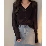 ブラック | 春新作 Vネック シアーカーディガン | ShopNikoNiko