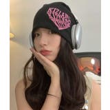 ブラック | 冬新作 英字ハート型 ビーニー | ShopNikoNiko