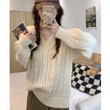 春新作 Vネック ケーブル編みニット | ShopNikoNiko | 詳細画像5