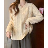 春新作 Vネック ケーブル編みニット | ShopNikoNiko | 詳細画像6
