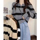 グレー | 春新作 ハーフジップ ボーダー | ShopNikoNiko