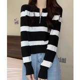 ブラック | 春新作 ハーフジップ ボーダー | ShopNikoNiko
