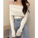 ホワイト | 春新作 オフショルダー リブニットトップス | ShopNikoNiko