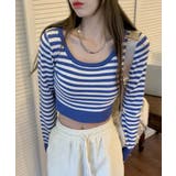 ブルー | 春新作 ボーダー クロップド丈 | ShopNikoNiko