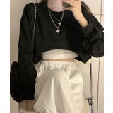 ブラック | 春新作 ショート丈 スウェット | ShopNikoNiko