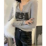 グレー | 春新作 フォトプリント スリットネック | ShopNikoNiko