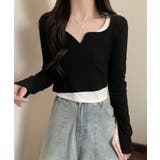 ブラック | 冬新作 ショート丈 レイヤード風 | ShopNikoNiko