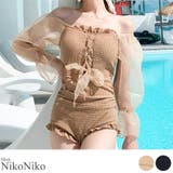 春新作 シースルーパフスリーブ 長袖ワンピース水着 | ShopNikoNiko | 詳細画像1