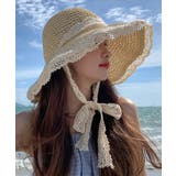 アイボリー | 冬新作 レースリボン付き 麦わら帽子 | ShopNikoNiko