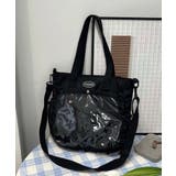 ブラック | 春新作 クリアポケット付き フリルトートバッグ韓国バッグ | ShopNikoNiko
