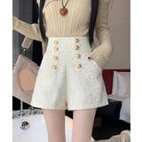ホワイト | 春新作 ダブルボタン ラメツイード | ShopNikoNiko