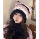 ブラック | 春新作 ポンポン付き シャギーボーダー | ShopNikoNiko