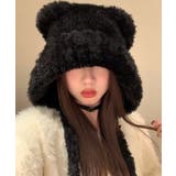 ブラック | 冬新作 耳付き シャギーニット | ShopNikoNiko