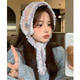 パープル | 冬新作 フェイクファー カラフルニット編み | ShopNikoNiko