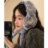 ブルー | 冬新作 フェイクファー カラフルニット編み | ShopNikoNiko