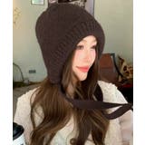 ブラウン | 春新作 紐付き フードニットキャップ韓国カジュアル | ShopNikoNiko