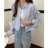 ホワイト | 春新作 ストライプ柄 クロップドシャツma | ShopNikoNiko