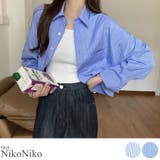 春新作 ストライプ柄 クロップドシャツma | ShopNikoNiko | 詳細画像1