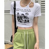 ホワイト | 春新作 ショルダーカットアウト ショート丈チビTシャツ | ShopNikoNiko