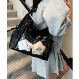 ブラック | 冬新作 サイドリボン クリアポケット付き | ShopNikoNiko