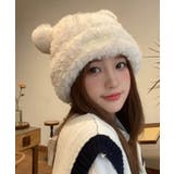 ホワイト | 冬新作 くま耳付き シャギーニット | ShopNikoNiko